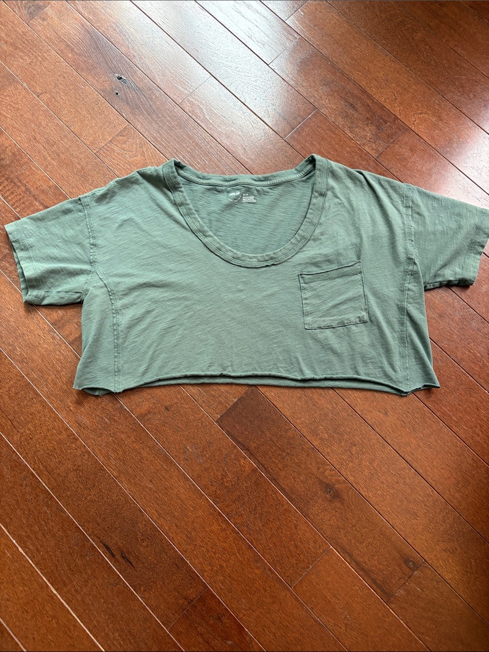 aerie Green Cropped Pocket Tee